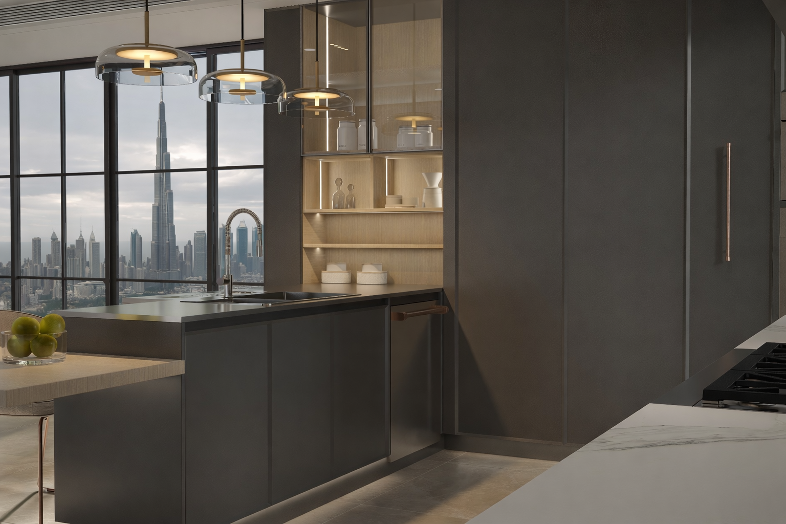 KitchenWithView Nivra stainless steel kitchen with a garden view